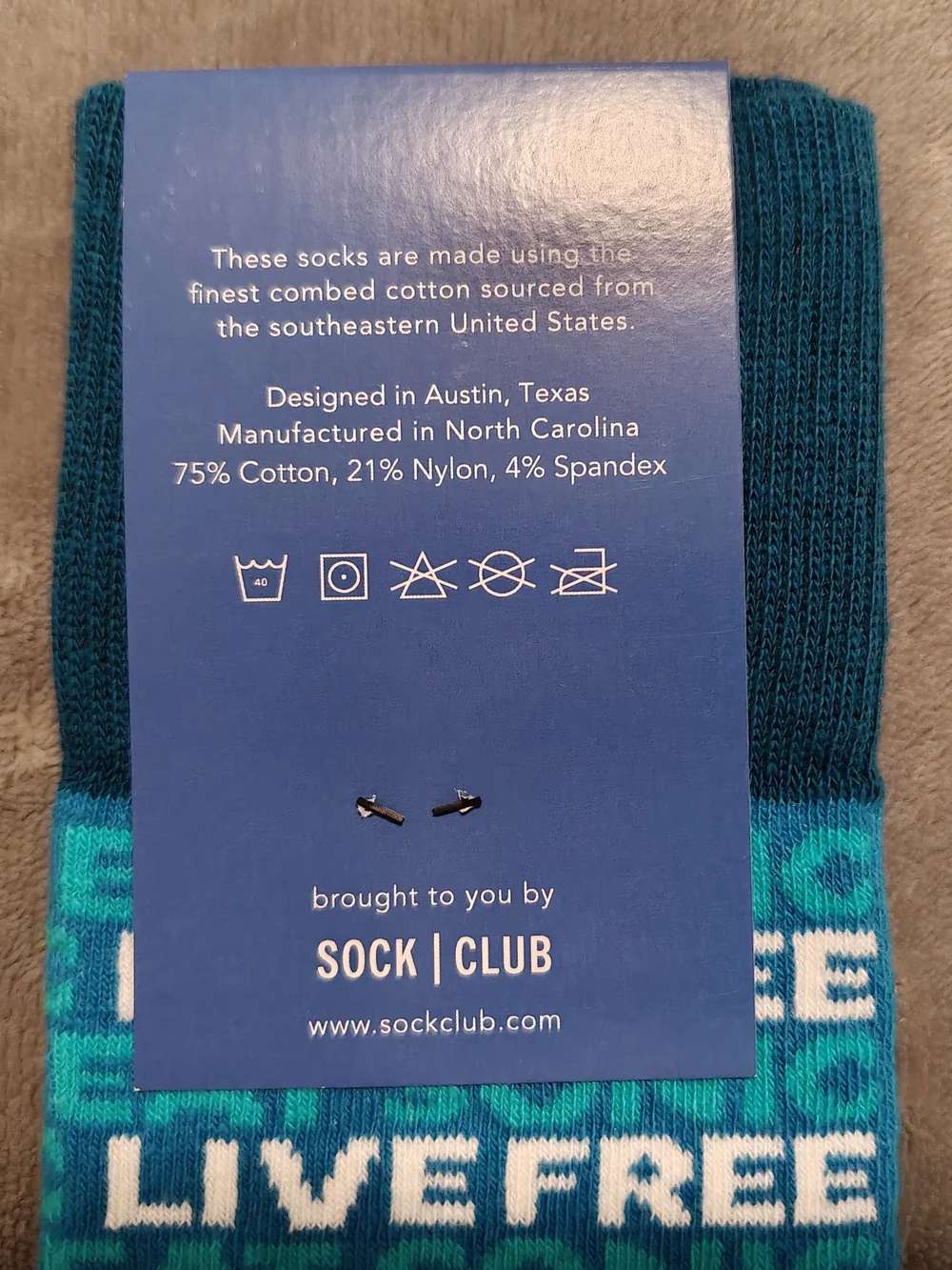 Men's or Women's Sonic Brand Live Free Teal Crew Socks